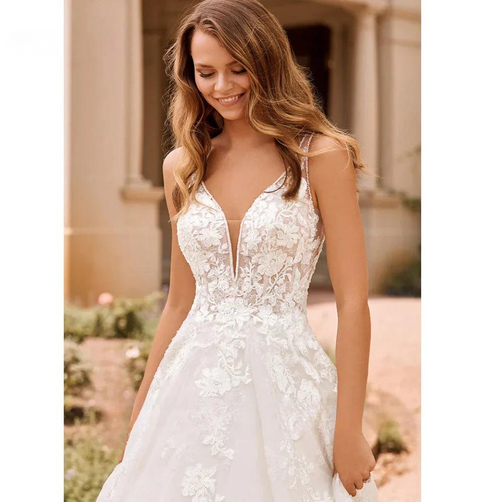 RODDRSYA Boho Elegant Wedding Dresses For Women 2023 V-Neck Lace Appliques Bridal Gowns Backless With Button Vestidos De Novia by payinti