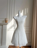 Classy White Spaghetti Straps Lace A Line Homecoming Dress Mini Party Dress Y8584 by simplepromdress