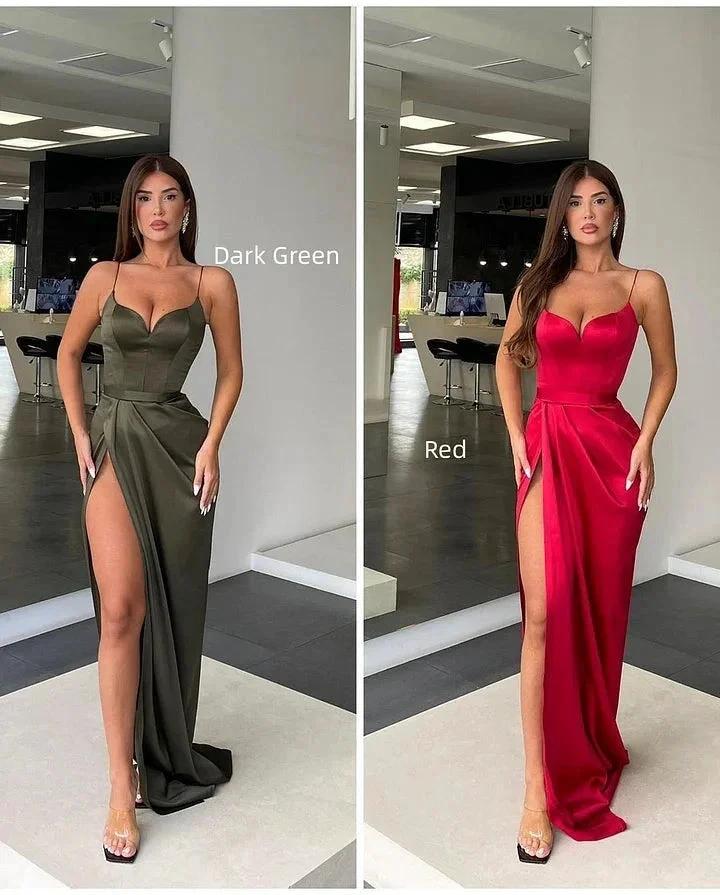 Long Mermaid Sweetheart Sleeveless Spaghetti Strap Prom Dress with Slit by BIZTUNNEL