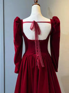 Beautiful A Line Red Velvet Prom Dress Sweatheart Party Dress Brithday Ball Gown Y7588 by simplepromdress