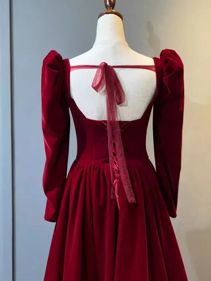Beautiful A Line Red Velvet Prom Dress Sweatheart Party Dress Brithday Ball Gown Y7588 by simplepromdress