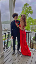 Sexy Red Mermaid Long Prom Dress,Backless Evening Dress Y1676 by simplepromdress