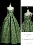Vintage Green Evening Gown Spaghetti Straps A Line Prom Party Dress Brithday Ball Gown Y7567 by simplepromdress