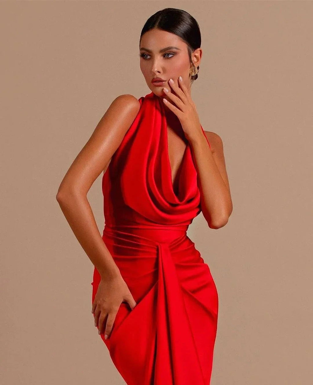 Sleeveless Halter Mermaid Prom Dress with Daring Open Back by BIZTUNNEL