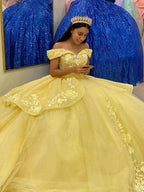 Off The Shoulder Yellow Princess Dress Sweet 16 Dress Ball Gown Y655 by simplepromdress