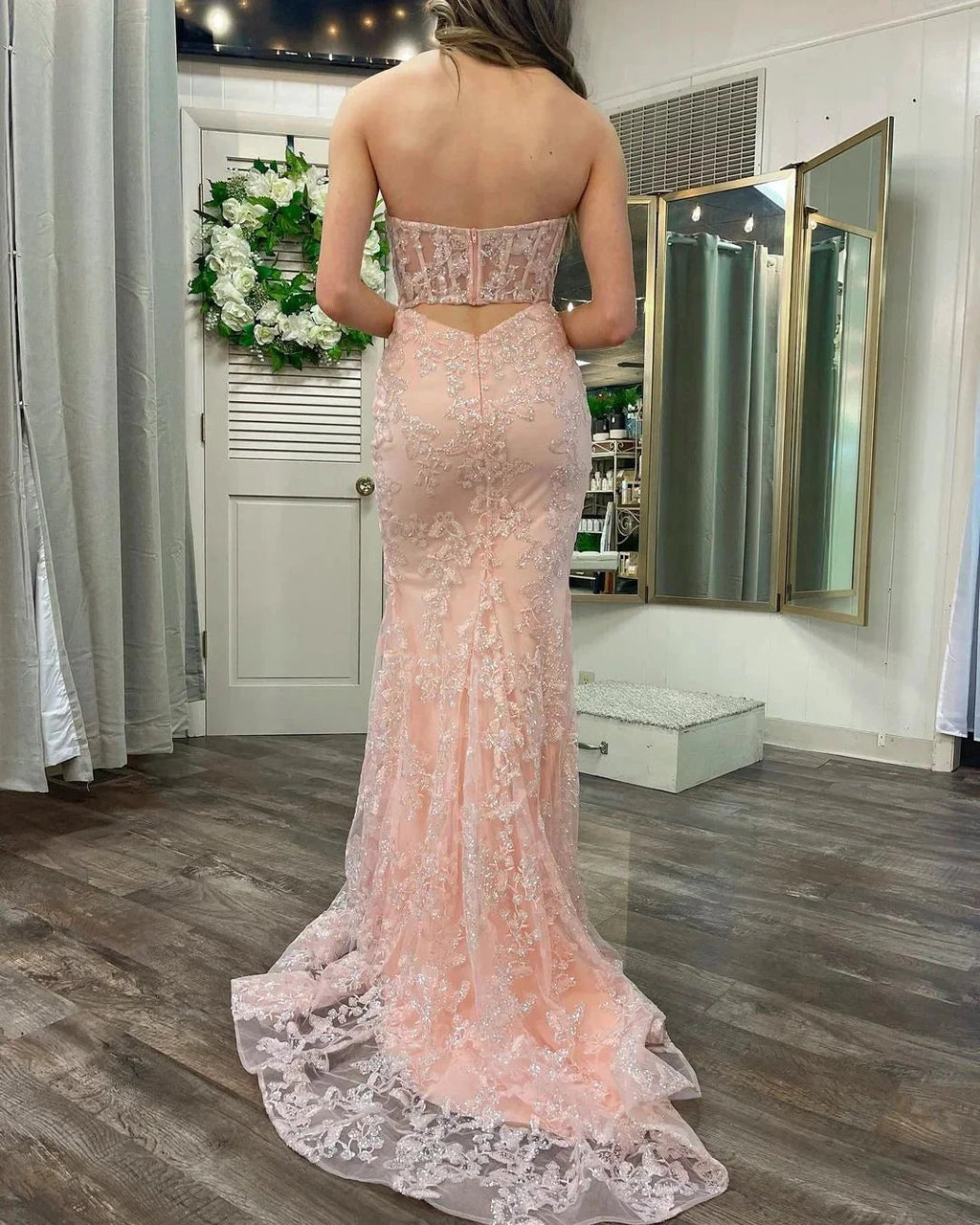 Michaela |Mermaid Sweetheart Sequined Lace Long Prom Dress by KissProm