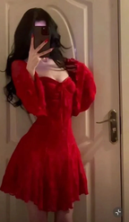 Sexy Red Lace Trumpet Sleeves Homecoming Dress Party Dress Y7655 by simplepromdress