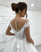 Gorgeous Women's Wedding Dresses A-Line 3D Lace Applique Bohemian Bridal Gowns Princess Formal Beach Party Sexy V-Neck 2023 Robe by payinti