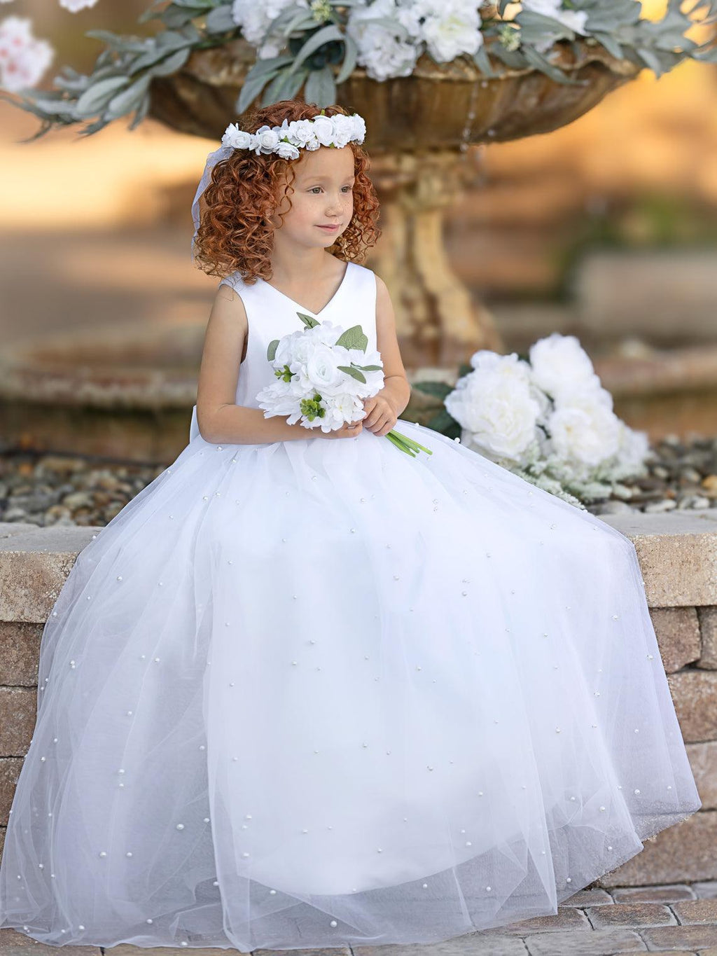 Elegant Princess Ball Gown Satin & Tulle Flower Girl Dress - photo 4