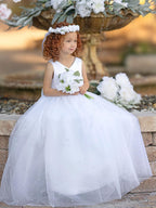 Elegant Princess Ball Gown Satin & Tulle Flower Girl Dress - photo 4
