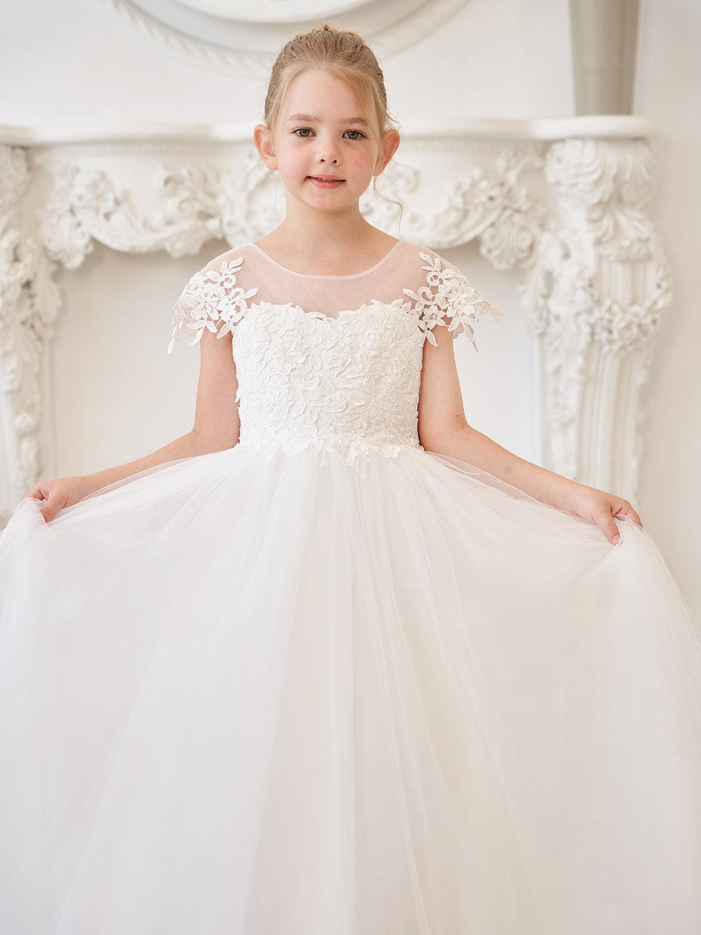Ivory Detachable Train Princess First Communion Flower Girl Dress - photo 5