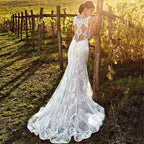 Customized Sexy V-Neck Mermaid Wedding Dress 2026 Lace Boho Sleeveless Bride Gown Buttons Pleats Illusion Back Vestido De Novia by ZAPDRESS