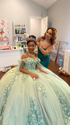 Beautiful Off the Shoulder Sexy Corset Sage Green Quince Dress Ball Gown Y1924 by simplepromdress