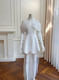 Dream Off The Shoulder White Satin Tulle Homecoming Dress,Mini Party Dress Y8585 by simplepromdress