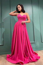 Ravishing Fuchsia Sweetheart A-Line Evening Gown with Daring Split by BIZTUNNEL