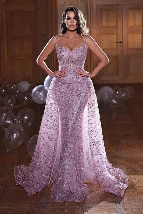 Long Sweetheart Spaghetti Straps Tulle Lace Mermaid Prom Dress by BIZTUNNEL