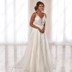 Boho Wedding Dresses Spaghetti Straps A-Line Applique Bride Gowns Sexy Backless Sleeveless Tulle robe de mariée by payinti