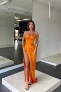 Long Mermaid Sweetheart Sleeveless Spaghetti Strap Prom Dress with Slit by BIZTUNNEL