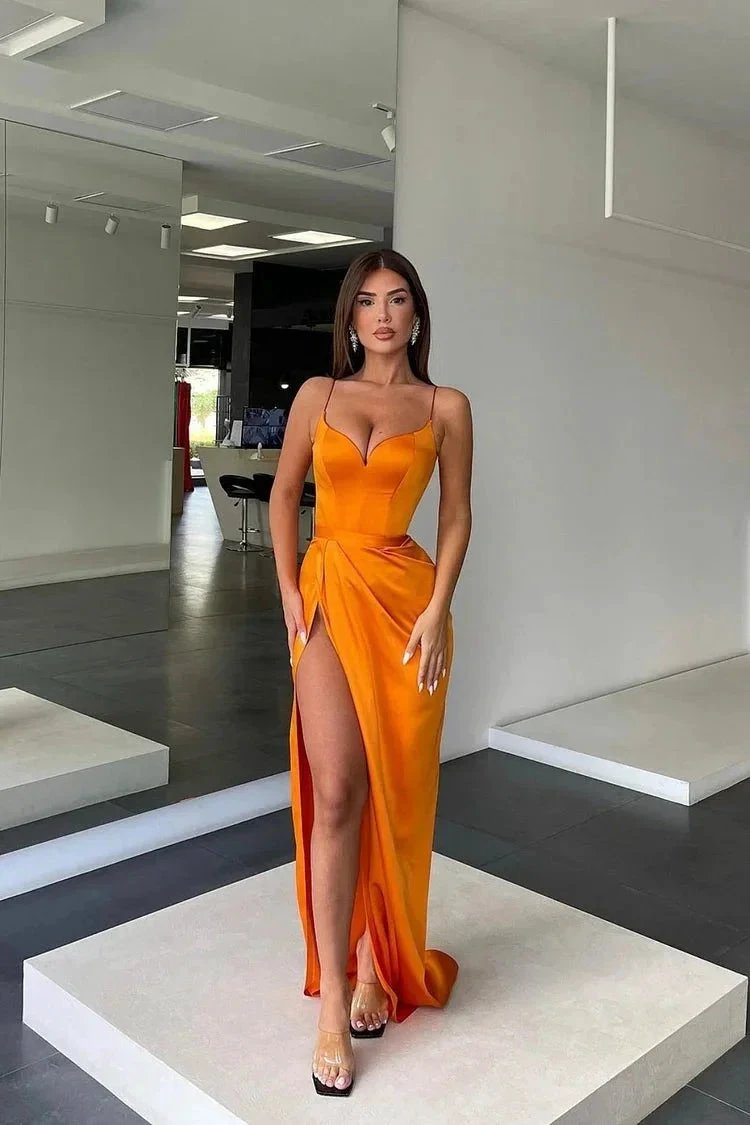 Long Mermaid Sweetheart Sleeveless Spaghetti Strap Prom Dress with Slit by BIZTUNNEL
