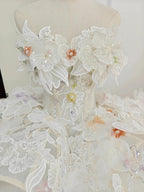 Ethereal Sweetheart Ball Gown Wedding Dress with 3D Floral Appliqués, Sequin Tulle & Corset Lace-Up Back Ye-2037 by ZAPDRESS