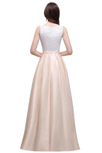 Elastic Satin A-line Scoop Lace Prom Dress by misshow.com