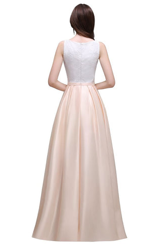 Elastic Satin A-line Scoop Lace Prom Dress