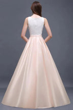 Elastic Satin A-line Scoop Lace Prom Dress by misshow.com
