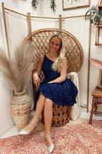 Elegant A-line Blue One Shoulder Sleeveless Short Homecoming Dresses by misshow.com