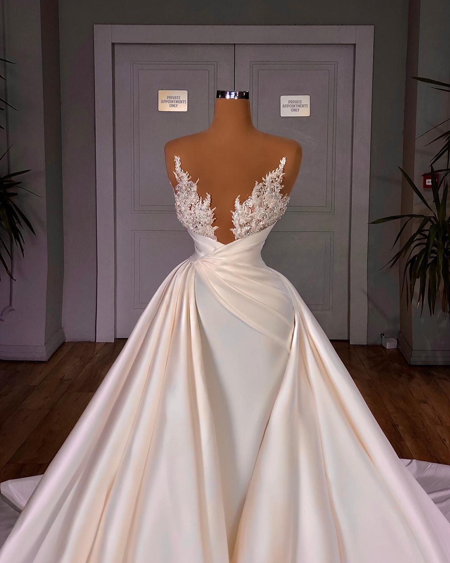 Elegant A-Line Cathedral Sleeveless V-neck Long Wedding Dress