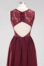 Elegant A-line Lace Sleeveless Bridesmaid Dresses Chiffon Jewel Ruffles Floor-Length Evening Dress with Appliques