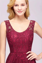 Elegant A-Line Scoop Sleeveless Lace Bridesmaid Dress by misshow.com