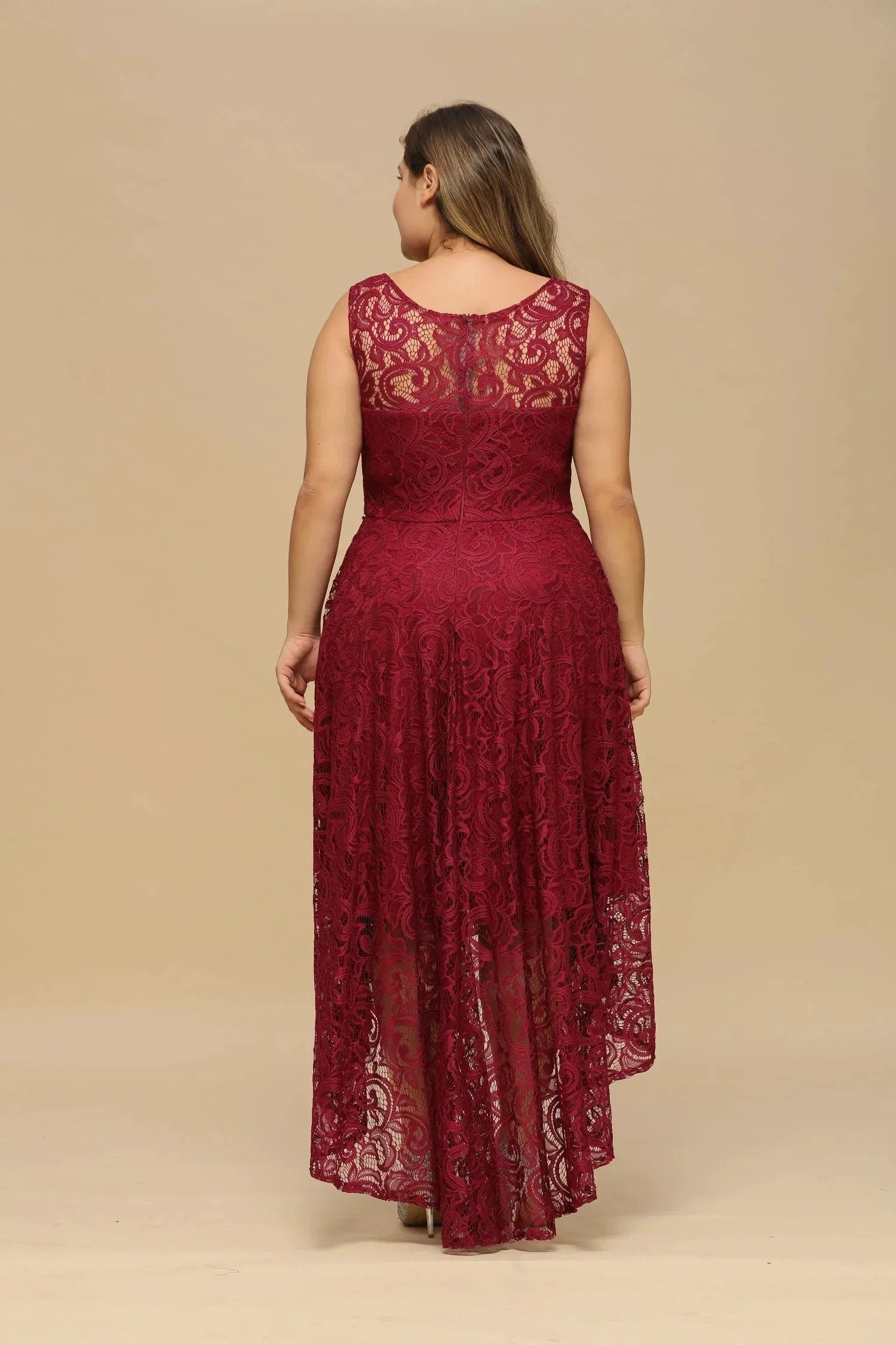 Elegant A-Line Scoop Sleeveless Lace Bridesmaid Dress by misshow.com