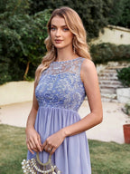 Elegant A-Line Scoop Sleeveless Ruffles Satin Lace Short Bridesmaid Dresses by misshow.com