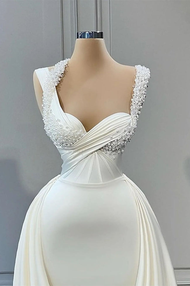 Elegant A-line Sweetheart Sleeveless Beading Wedding Dresses Main Image
