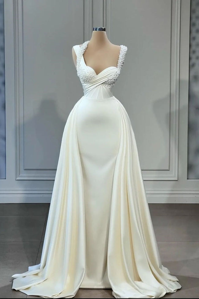 Elegant A-line Sweetheart Sleeveless Beading Wedding Dresses Hover Image