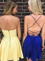 Elegant A Line V Neck Backless Short Prom Homecoming Dresses by BIZTUNNEL