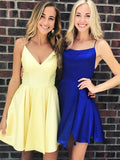 Elegant A Line V Neck Backless Short Prom Homecoming Dresses by BIZTUNNEL