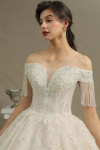 Elegant A-line wedding dresses | Wedding dresses with sleeves by misshow.com