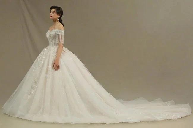Elegant A-line wedding dresses | Wedding dresses with sleeves by misshow.com