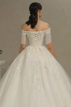 Elegant A-line wedding dresses | Wedding dresses with sleeves by misshow.com