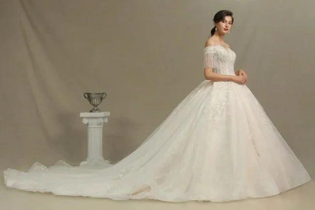 Elegant A-line wedding dresses | Wedding dresses with sleeves by misshow.com