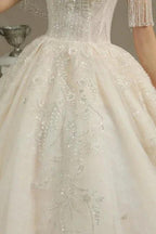 Elegant A-line wedding dresses | Wedding dresses with sleeves by misshow.com