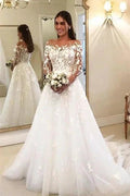 Elegant A Line Wedding Dresses With Sleeves Wedding dresses with lace by misshow.com