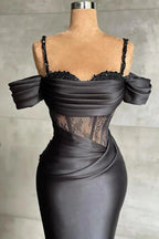 Elegant Black Off-the-shoulder Mermaid Prom Dress With Lace by misshow.com