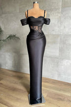 Elegant Black Off-the-shoulder Mermaid Prom Dress With Lace by misshow.com