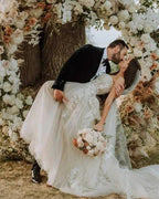 Elegant Boho A-Line Sleeveless Wedding Dresses with Lace by misshow.com