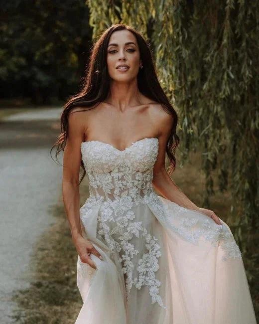 Elegant Boho A-Line Sleeveless Wedding Dresses with Lace by misshow.com