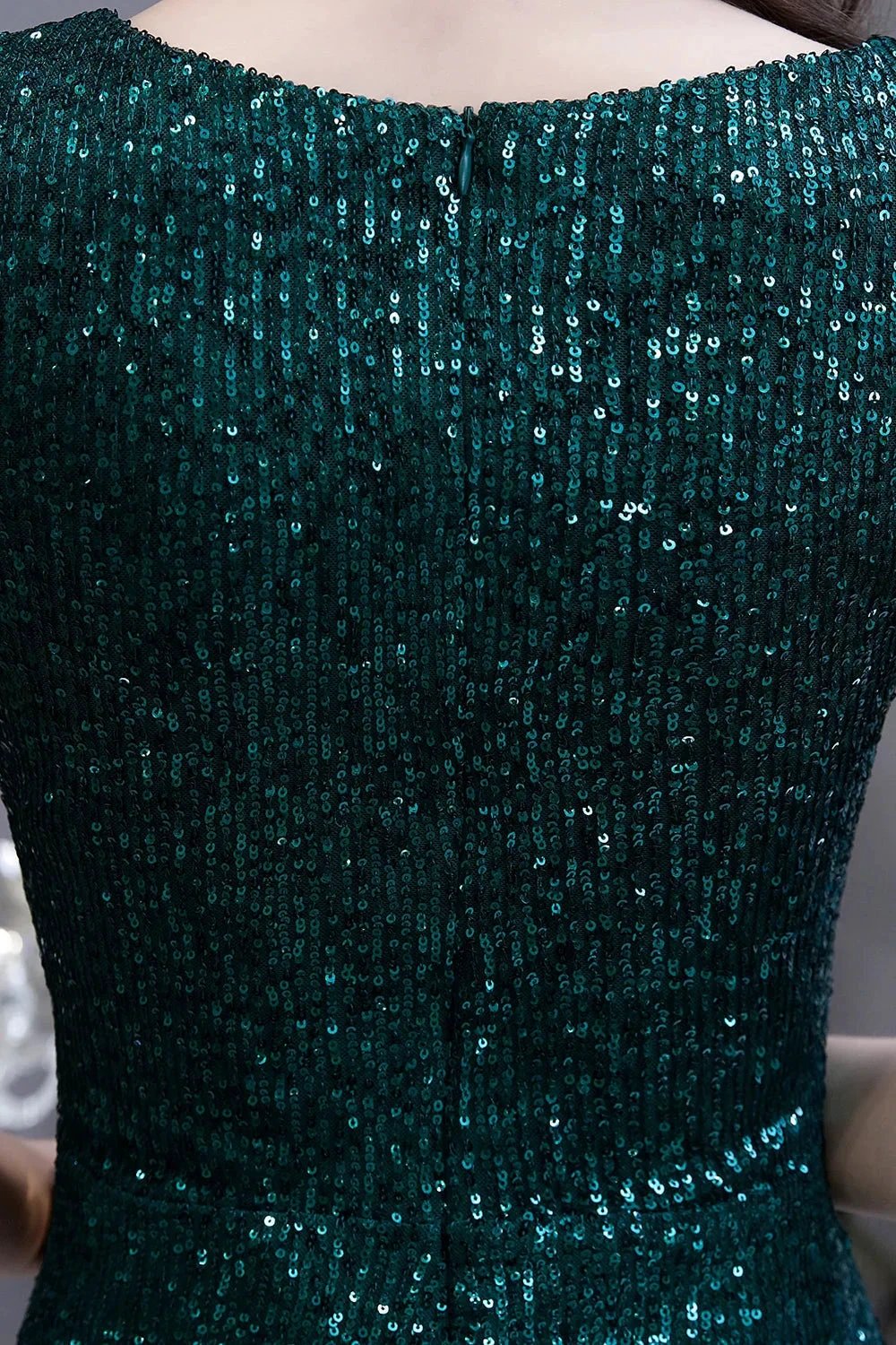 Elegant Cap Sleeve Green Sequins Long Prom Dress by BIZTUNNEL