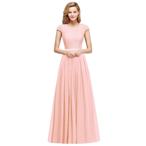 Elegant Cap Sleeves A Line Evening Swing Dress Navy Blue Long Party Dress