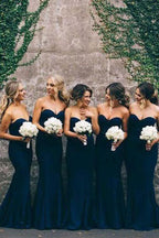 Elegant Sweet Heart Navy Mermaid Long Bridesmaid Dresses BD032 by pgmdress